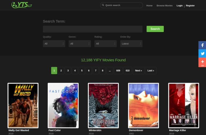 yts.mx torrent page